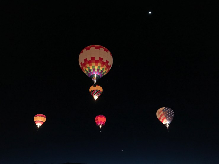 The first batch of Dawn Patrol balloons in the air