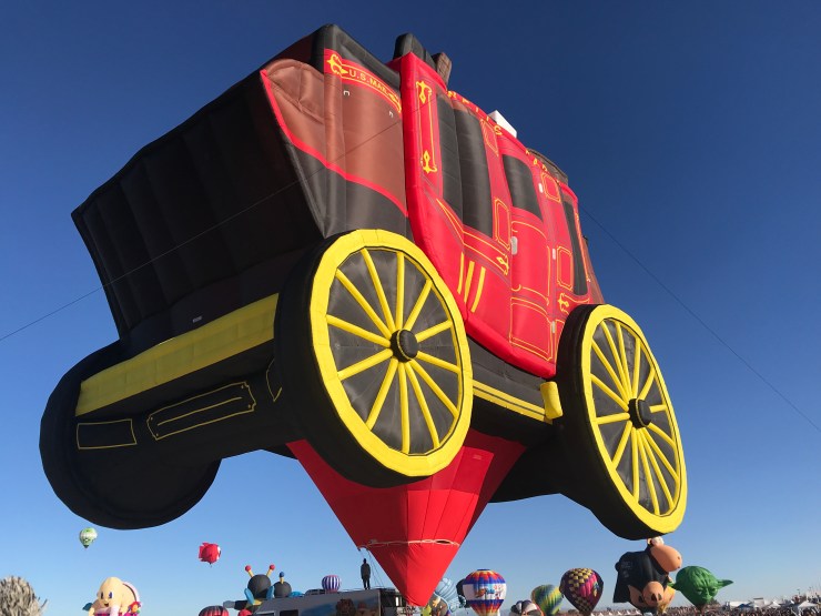 The Wells Fargo balloon was blown up but did not fly