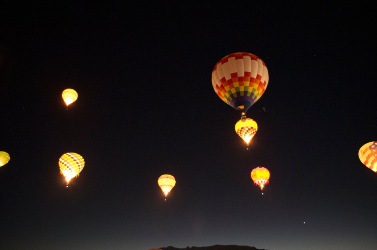 Dawn Patrol balloons in the sky
