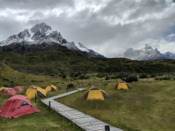 The campsite at Paine Grande has a great view, but is very windy