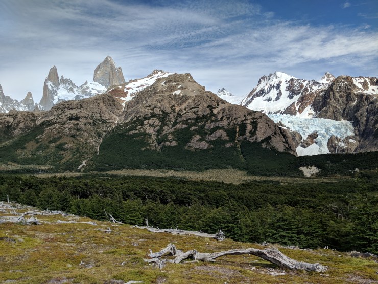 As the trail continues South, you get great views of Mount Fitz Roy and the Piedras Blancas Glacier