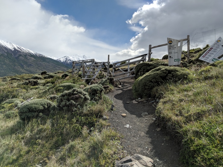 Eventually you cross a boundary in the park. At this point you are crossing from the Seron section to the Coiron section of Torres del Paine.