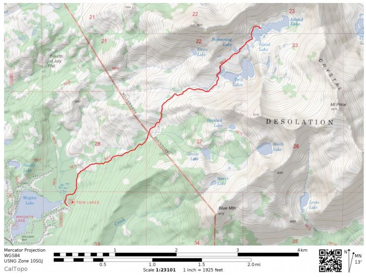 Desolation-wilderness-twin-lakes-map-day-1