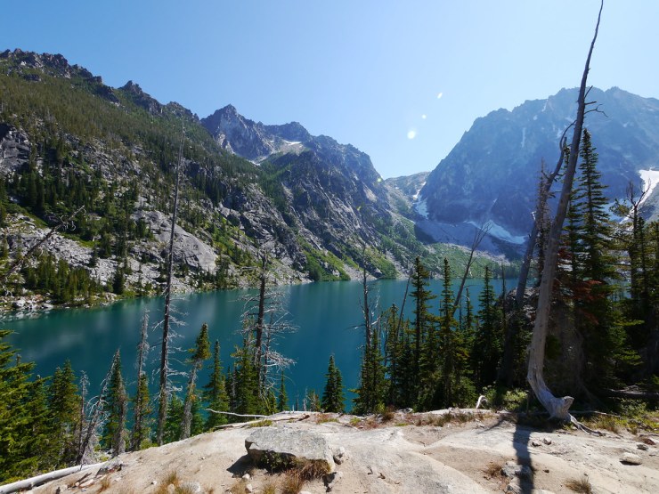 Colchuck Lake, with Aasbard Pass off in the distance.